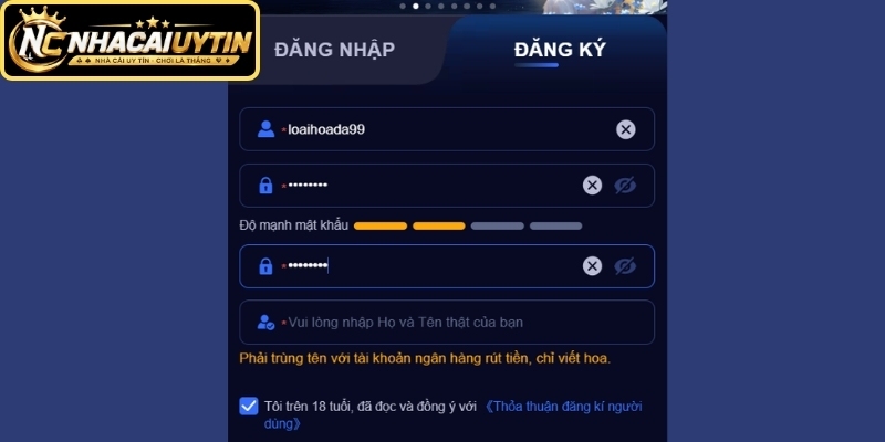 Điền họ tên và dữ liệu nhận diện
