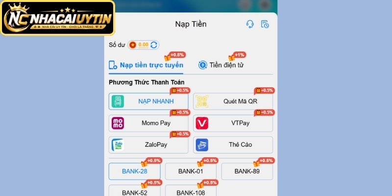 Hướng dẫn tiến hành nạp tiền 888K từng phương thức