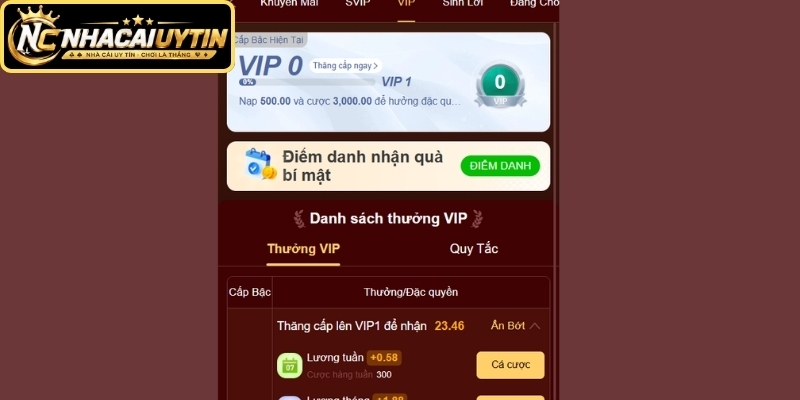 Quyền lợi VIP, Thể Thao, Game Bài và đại lý